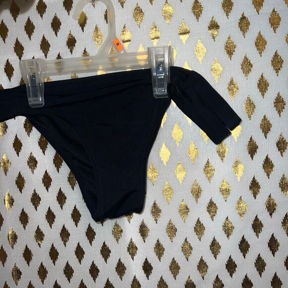 Shade & shore Women's black Strappy Side Cheeky Bikini Bottom size M - Picture 4 of 7